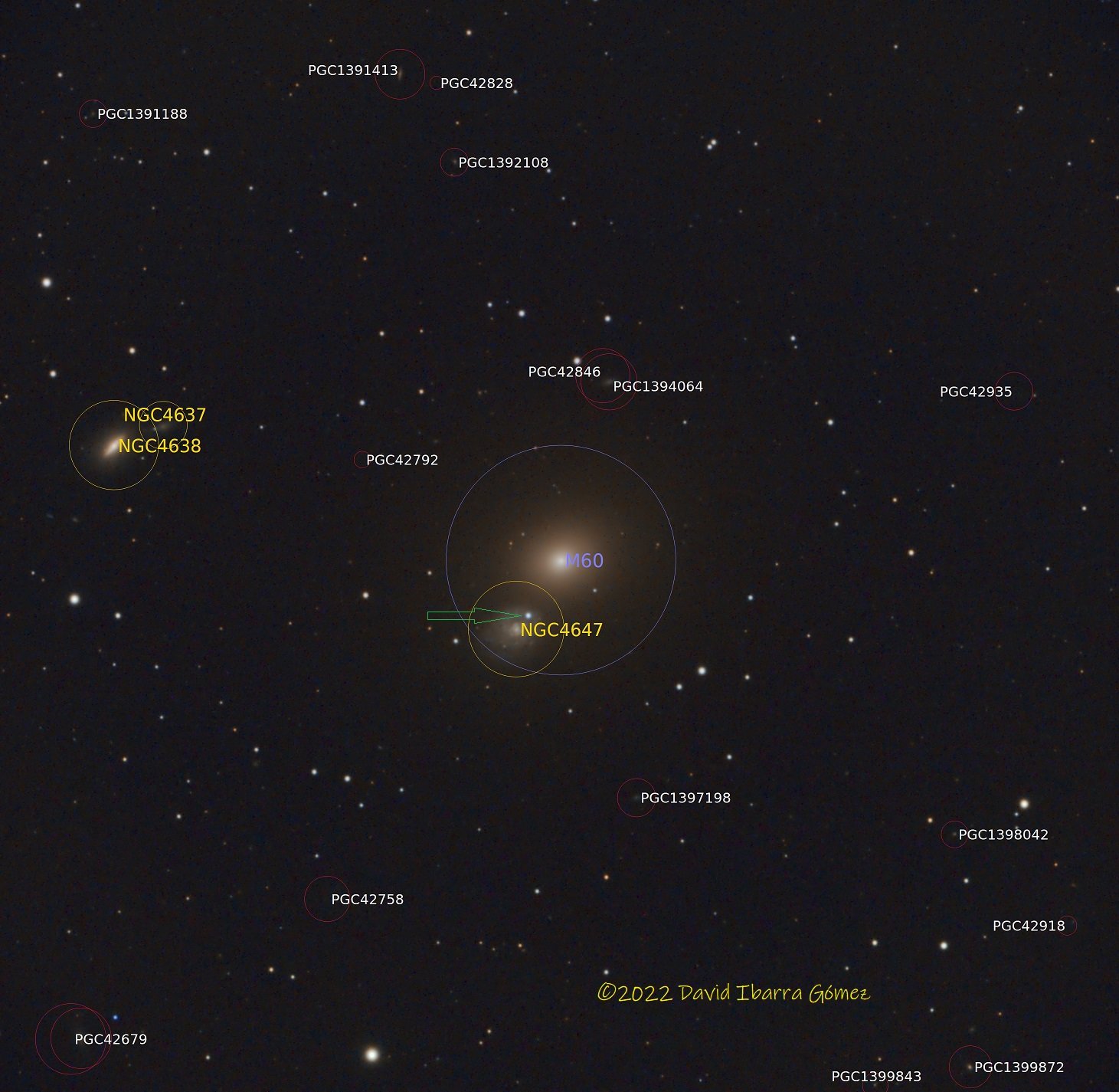 Supernova en NGC4647/M60 - Anotada - David Ibarra
